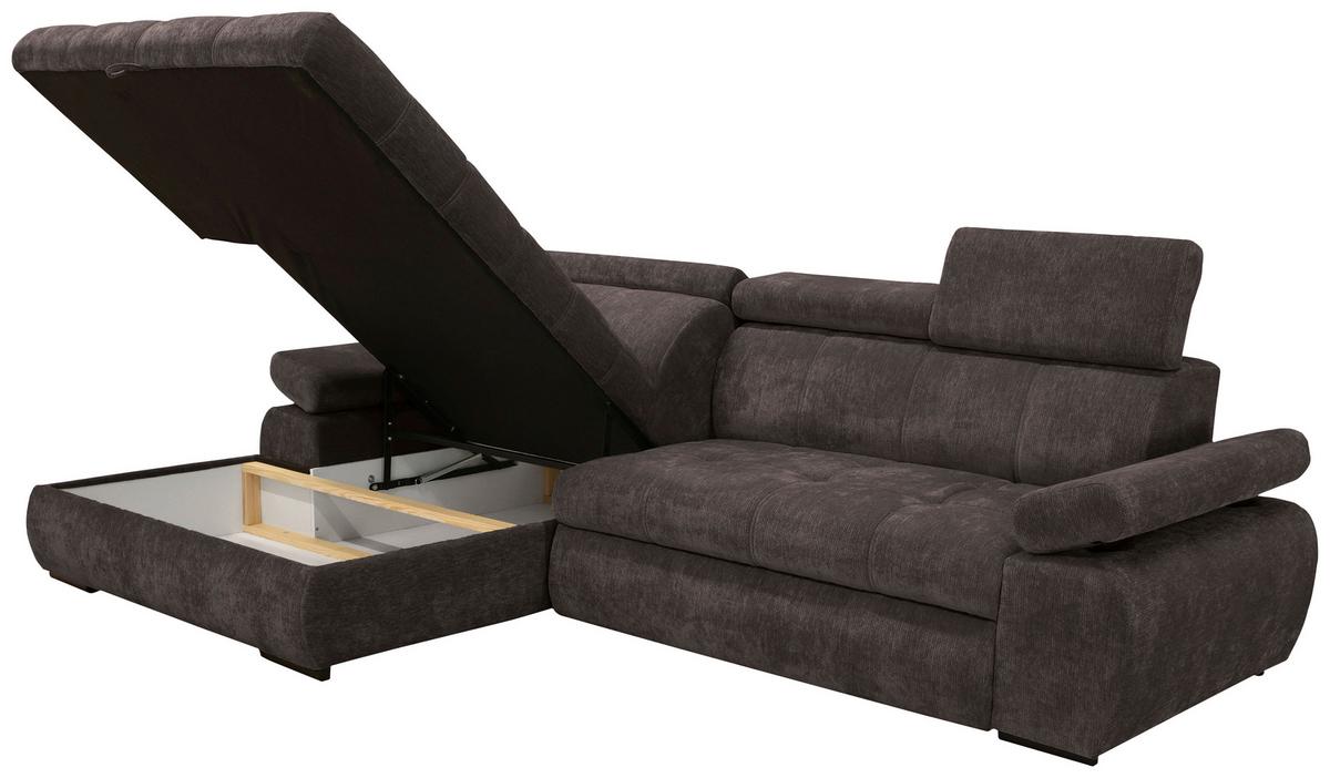 Kutna Garnitura Vegas - tamno smeđa/crna, Design, drvo/tekstil (173/294cm) - Modern Living