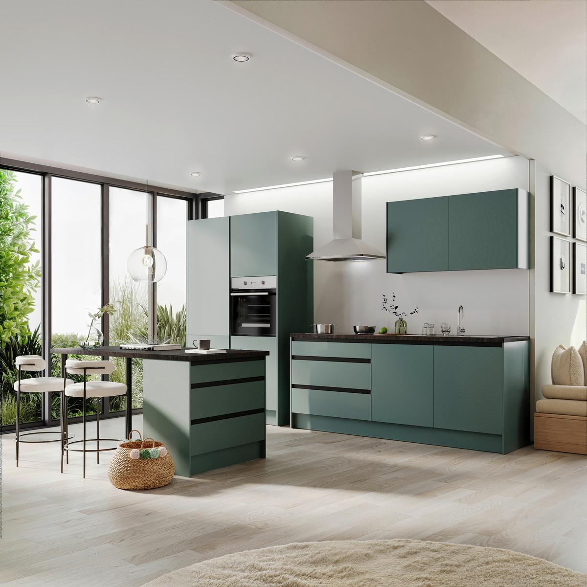 Konyhablokk Gépek Nélkül Troja Zb 335 Green-F - fekete/zöld, Design, faalapú anyag (335cm)