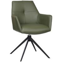 KRZESŁO Z PODŁOKIETNIKAMI MEDUSA - zielony/czarny, Konventionell, skóra/metal (59,5/87,5/63cm) - Novel