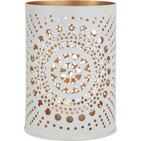 Teelichthalter MILA aus Metall für 1 Teelicht - Goldfarben/Weiß, Metall (7/9,5cm) - Modern Living
