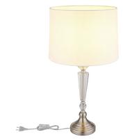 Tischleuchte Arro Weiß/Nickel max. 40 Watt - Klar/Weiß, KONVENTIONELL, Glas/Textil (35/66cm) - Globo