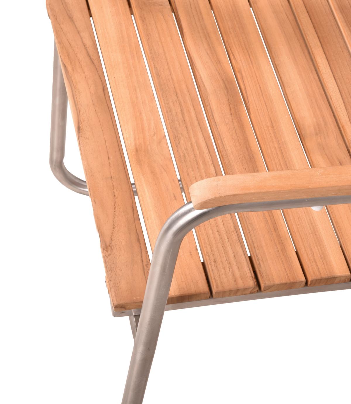 Gartenschwingstuhl-Set Teak 2er-Set - Silberfarben/Teakfarben, Basics, Holz/Metall (58/86/55cm) - Gardenson