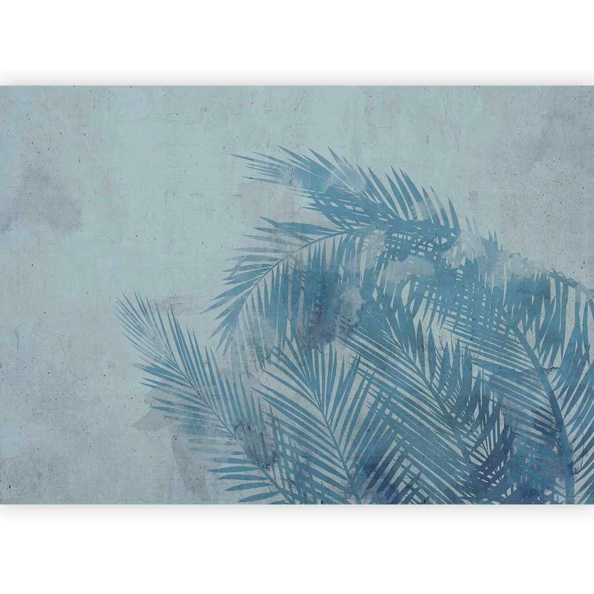 Fototapeta Palm Trees In Blue, 100x70cm - modra/siva, Trendi, tekstil (100/70cm) - artgeist