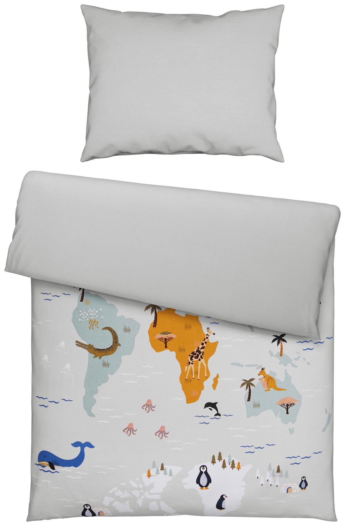 Bettwäsche World Gelb/Weiß - Gelb/Weiß, Textil (140/200cm) - Modern Living