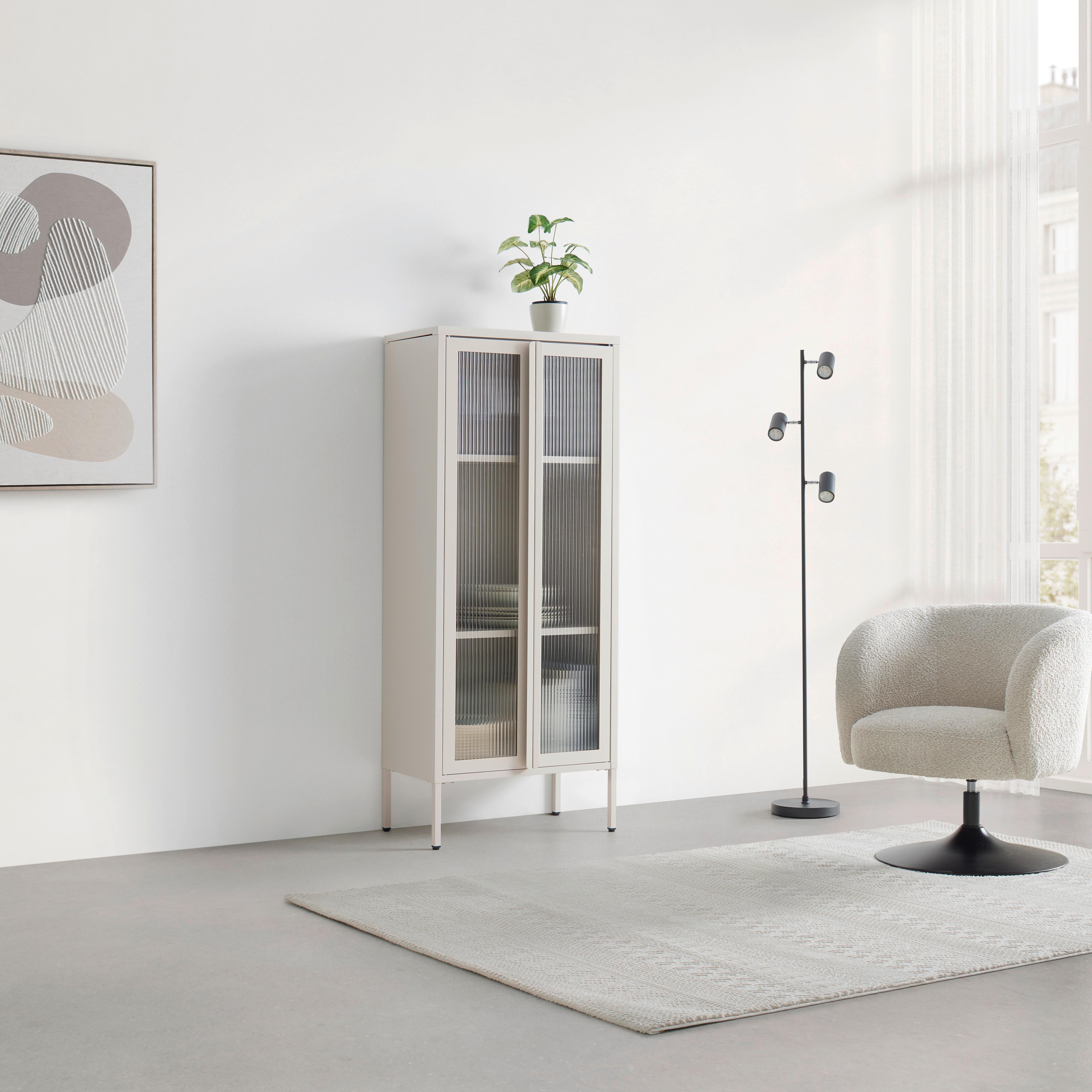 VITRINE FLOYD -TREND- - Transparent/Beige, Modern, Glas/Metall (60/145/35cm) - Mömax