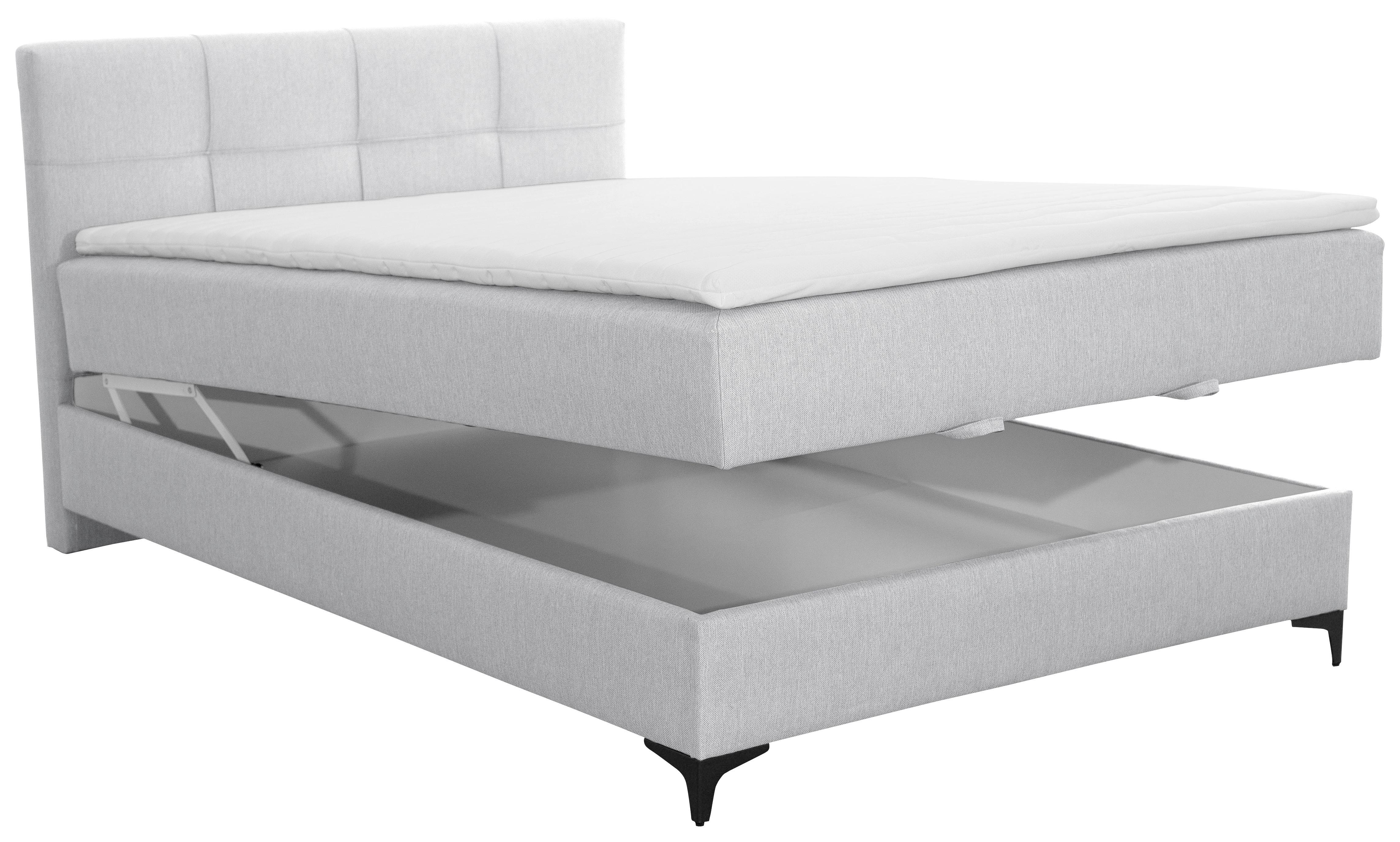 Box Krevet Freddie - svijetlo siva/crna, Konvencionalno, tekstil/metal (140/200cm)