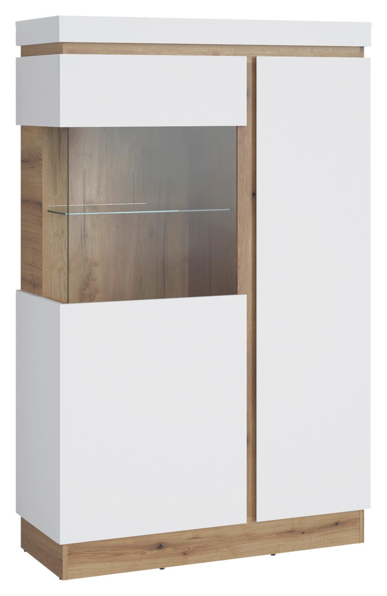 Vitrina Calabria - bijela/boje hrasta, Trend, staklo/drvni materijal (103,6/163,5/40cm) - Modern Living