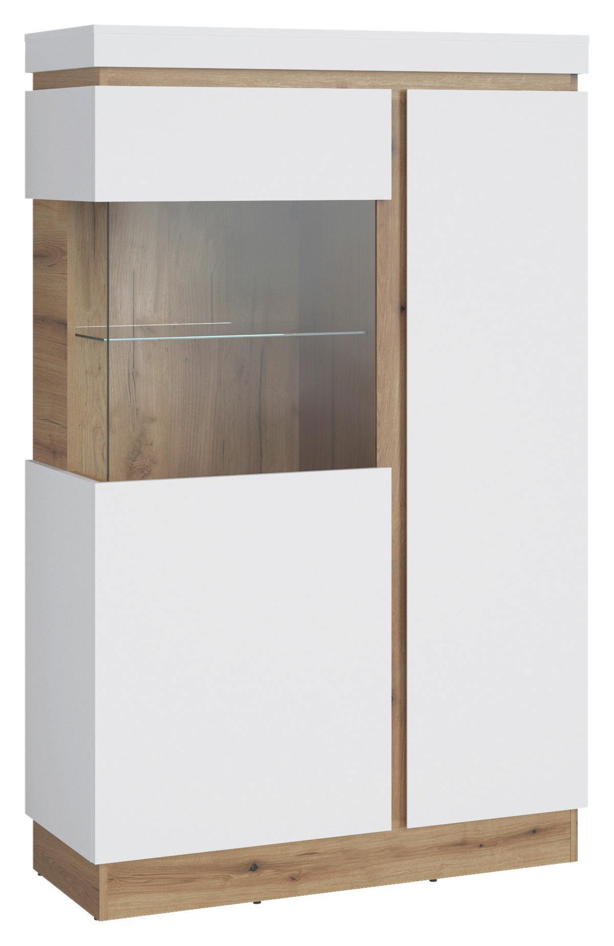 Vitrina Calabria - bijela/boje hrasta, Trend, staklo/drvni materijal (103,6/163,5/40cm) - Modern Living