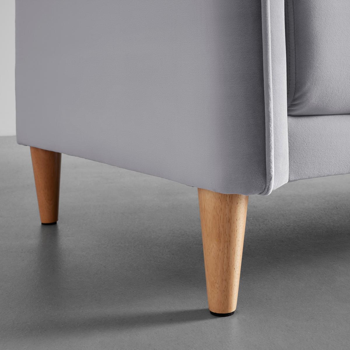 Sofa Livia Grau Samt - Naturfarben/Grau, MODERN, Holz/Textil (176/78/76cm) - Bessagi Home