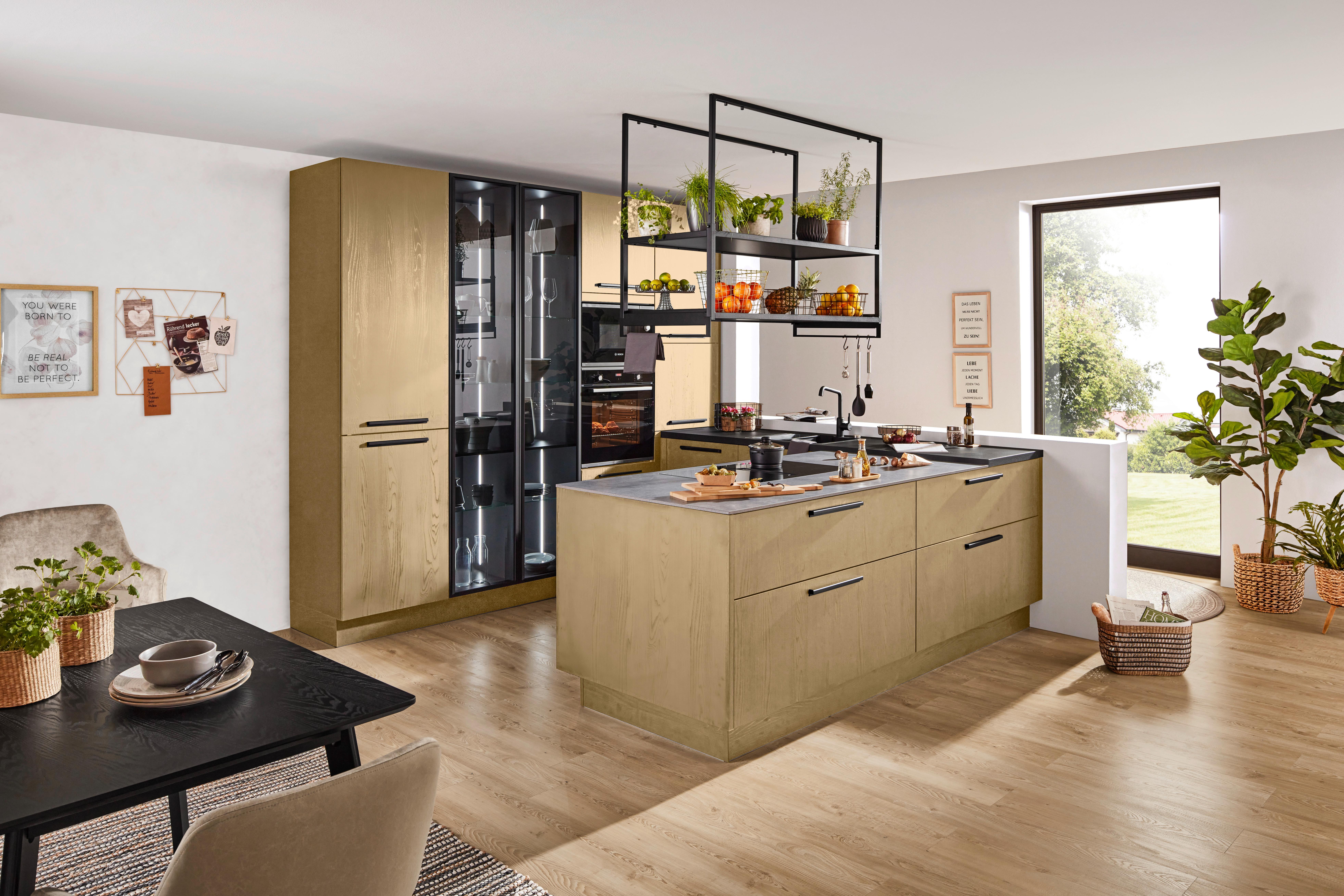 Einbauküche Manhattan Natureiche Edelmatt - Eichefarben, MODERN, Holzwerkstoff (275/284,5cm) - Nolte Küchen