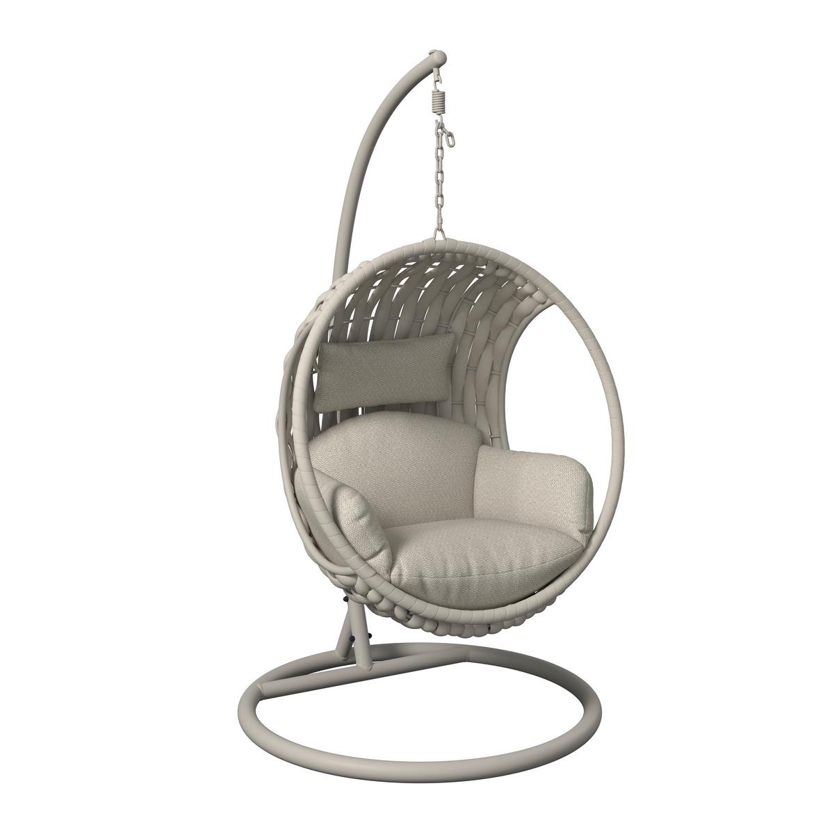 Hängesessel Mira Creme Outdoorstoff/Metall/Kunststoff - Creme, MODERN, Kunststoff/Textil (107/196/120cm) - Bessagi Garden