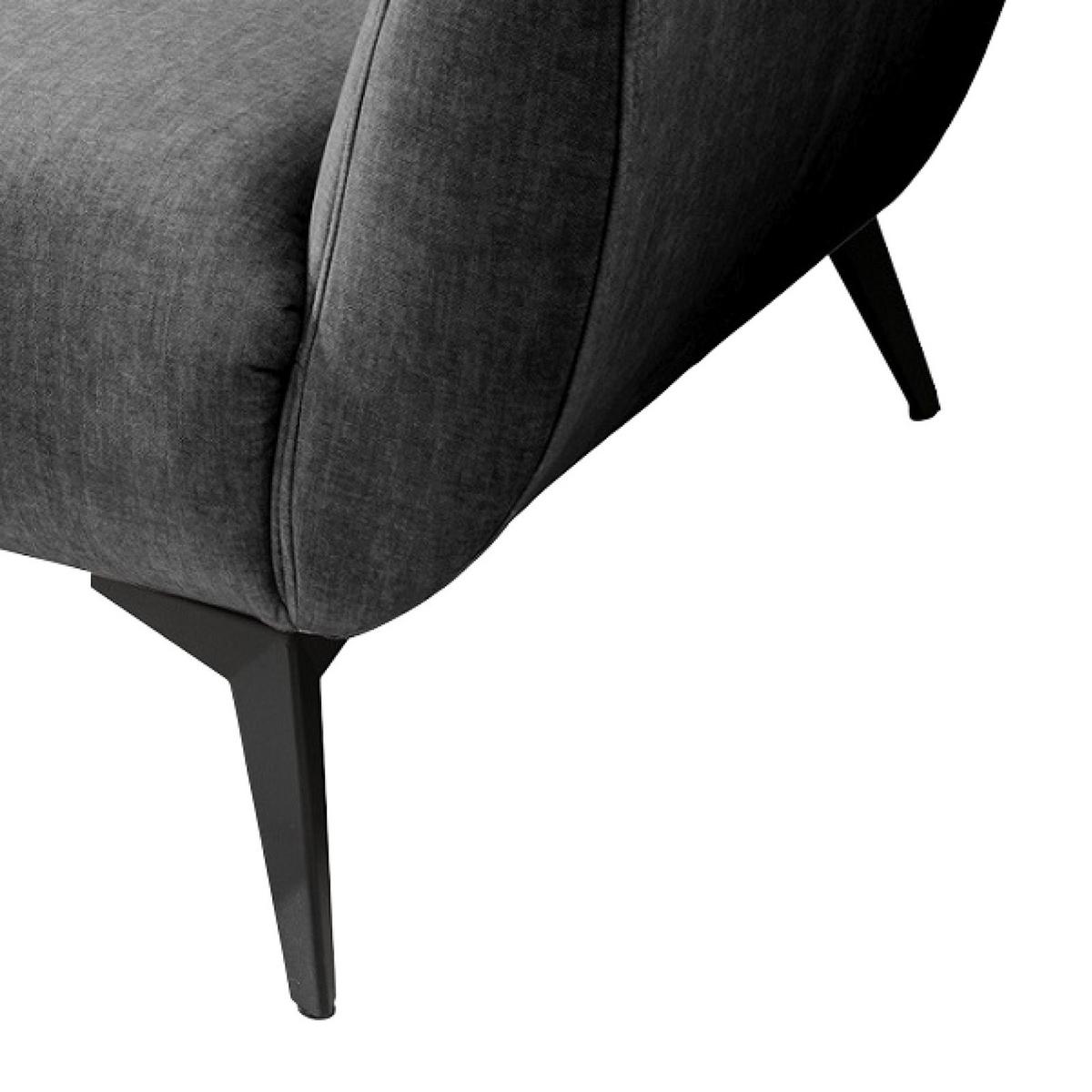 3-Sitzer-Sofa Baggio Grau Velours - Schwarz/Grau, MODERN, Holz/Textil (236/94/103cm) - Livetastic