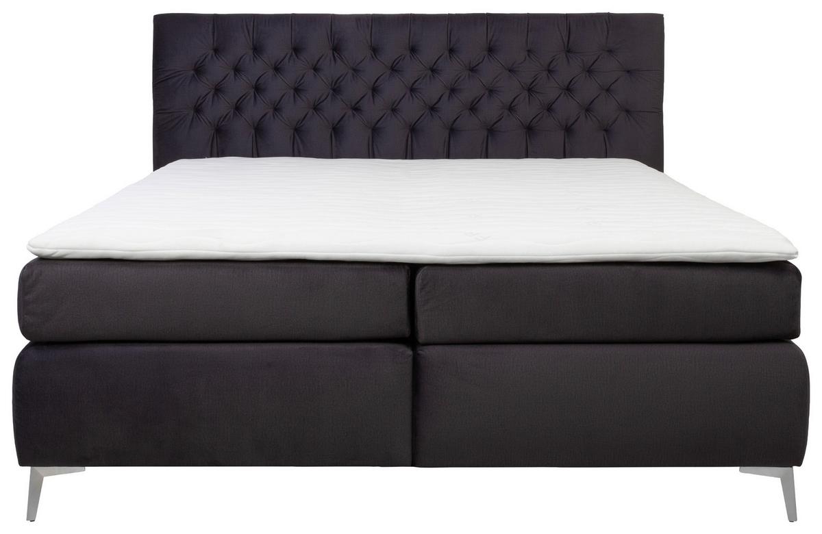 Postelja Boxspring One - barve kroma/črna, Konvencionalno, tekstil (180/200cm)