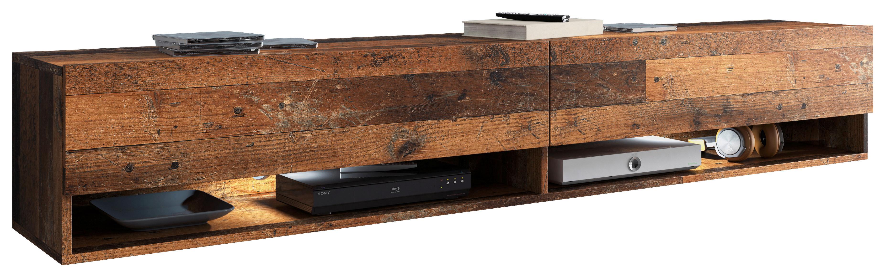 Nizka Omarica Lowa, Barva Hrasta, Vintage, Led - stari hrast/siva, Trendi, umetna masa/leseni material (180/30/32cm) - P & B