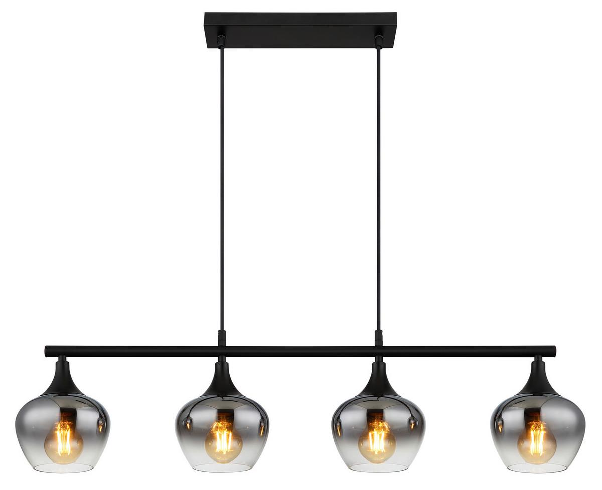 Hängeleuchte Maxy Schwarz max. 40 Watt - Schwarz, Basics, Glas/Textil (90/15/120cm) - Globo