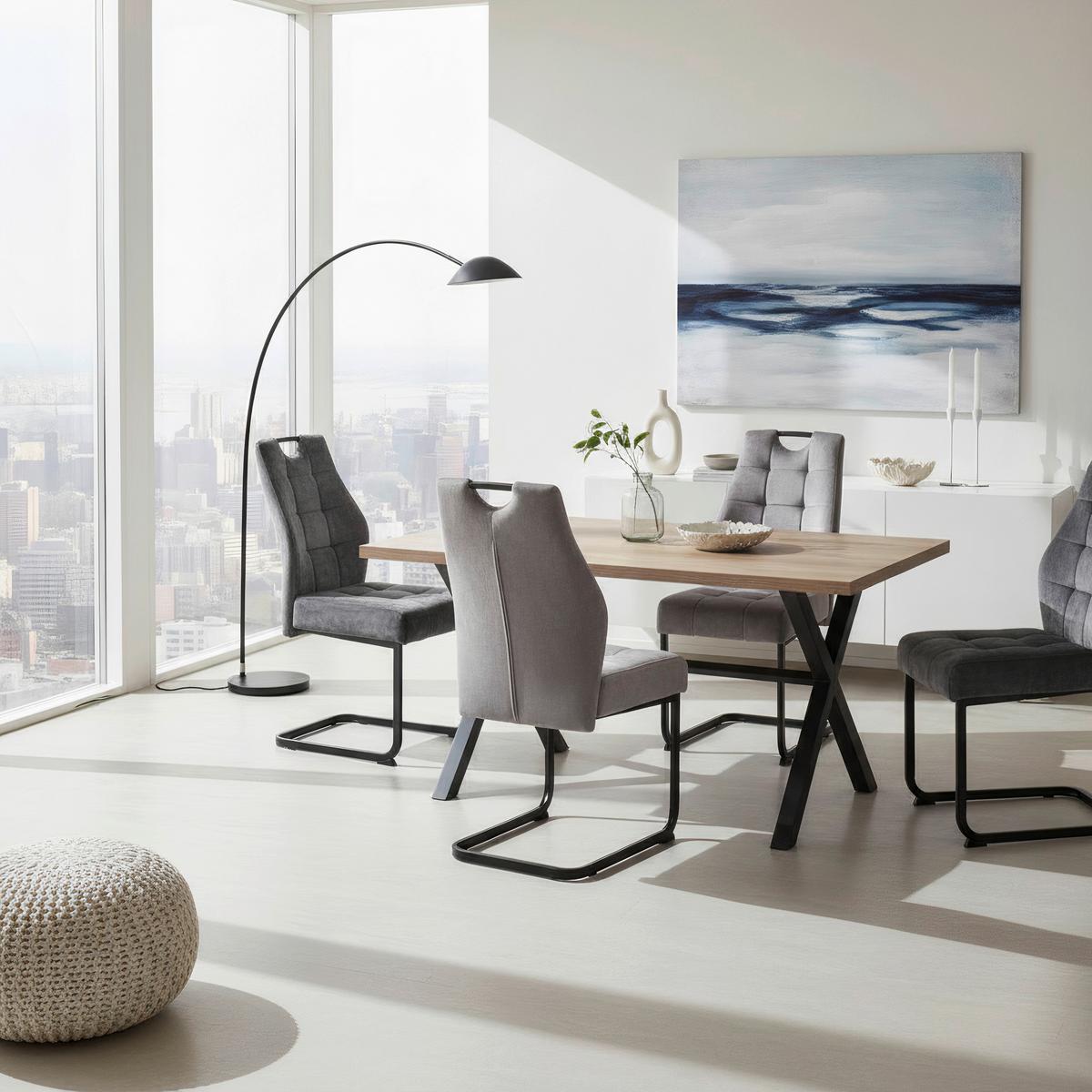 Stolica Emilia - crna/antracit, Konvencionalno, metal/tekstil (43/95/61cm) - Premium Living