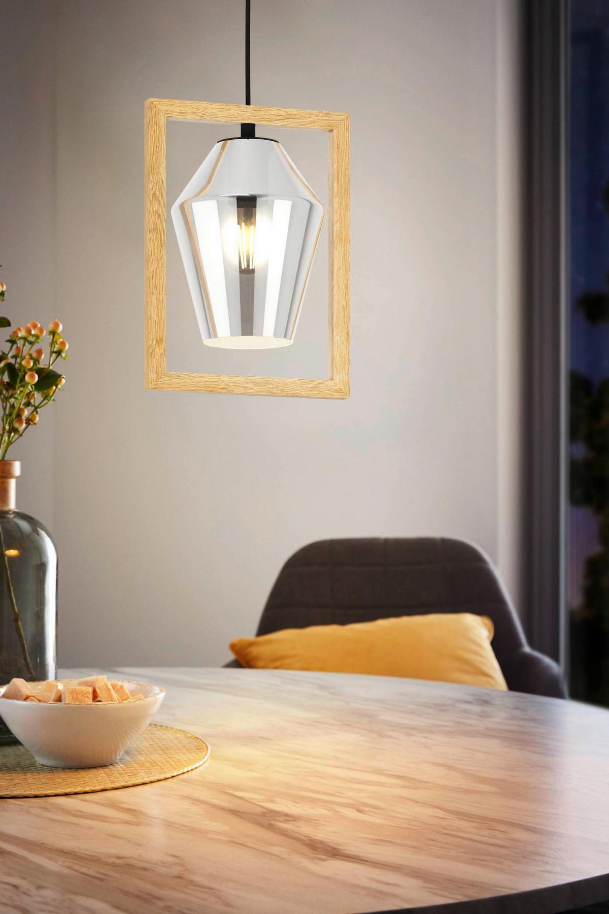 Hängeleuchte 99701* Viglioni - Schwarz/Braun, Natur, Glas/Holz (23/16.5/110cm) - Eglo