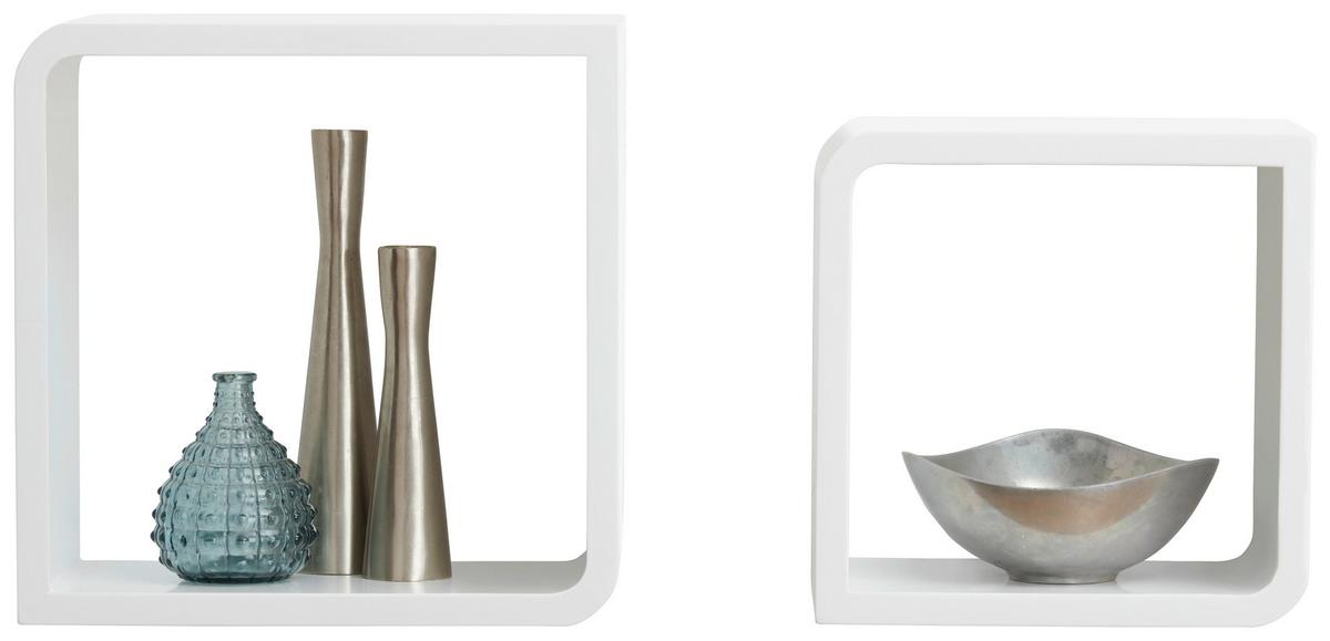 ZESTAW REGAŁÓW ŚCIENNYCH DUO - biały, Basics, materiał drewnopochodny (23-28/23-28/15cm) - Xora