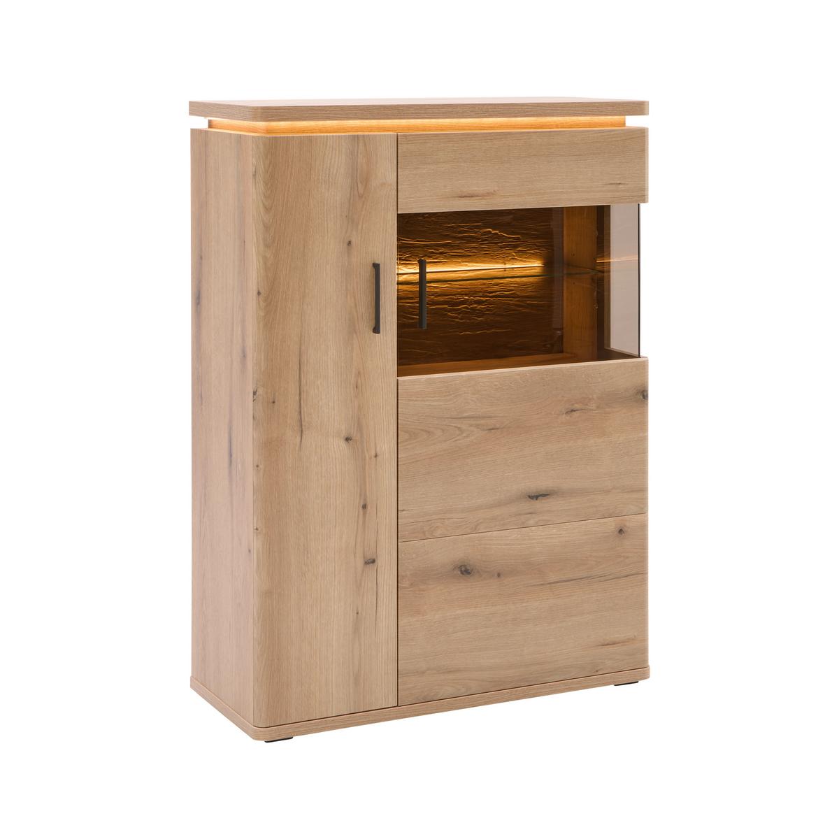 Highboard Alameda Eichefarben - Eichefarben/Anthrazit, MODERN, Glas/Holzwerkstoff (90/128/38cm) - Mömax