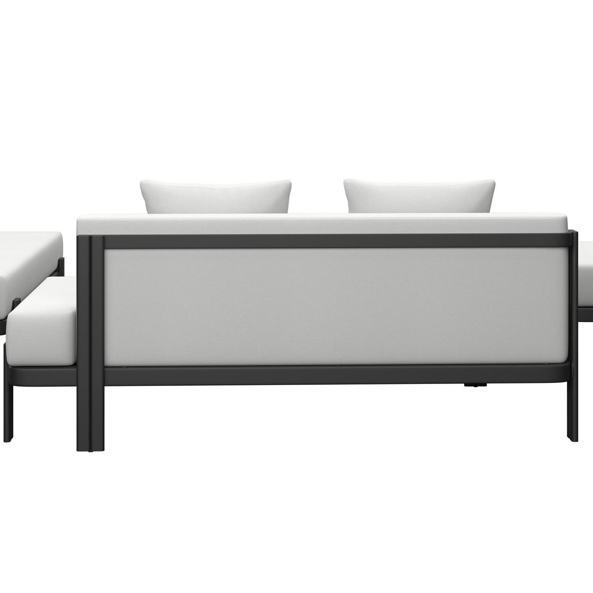 Loungegarnitur Cherry Hellgrau Outdoorstoff/Metall - Hellgrau/Schwarz, MODERN, Kunststoff/Textil (265/73,5/265cm) - Bessagi Garden