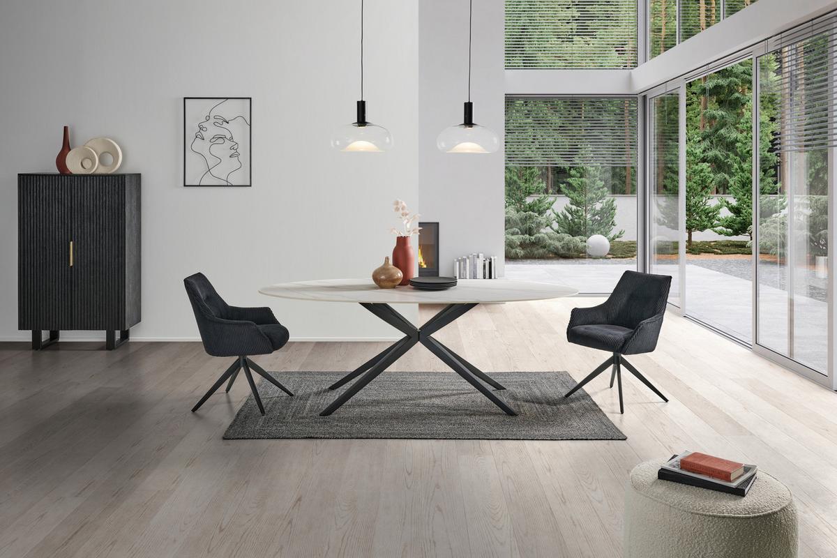 KRZESŁO Z PODŁOKIETNIKAMI YUKI - czarny, Lifestyle, metal/tkanina (61/87/65cm) - MID.YOU
