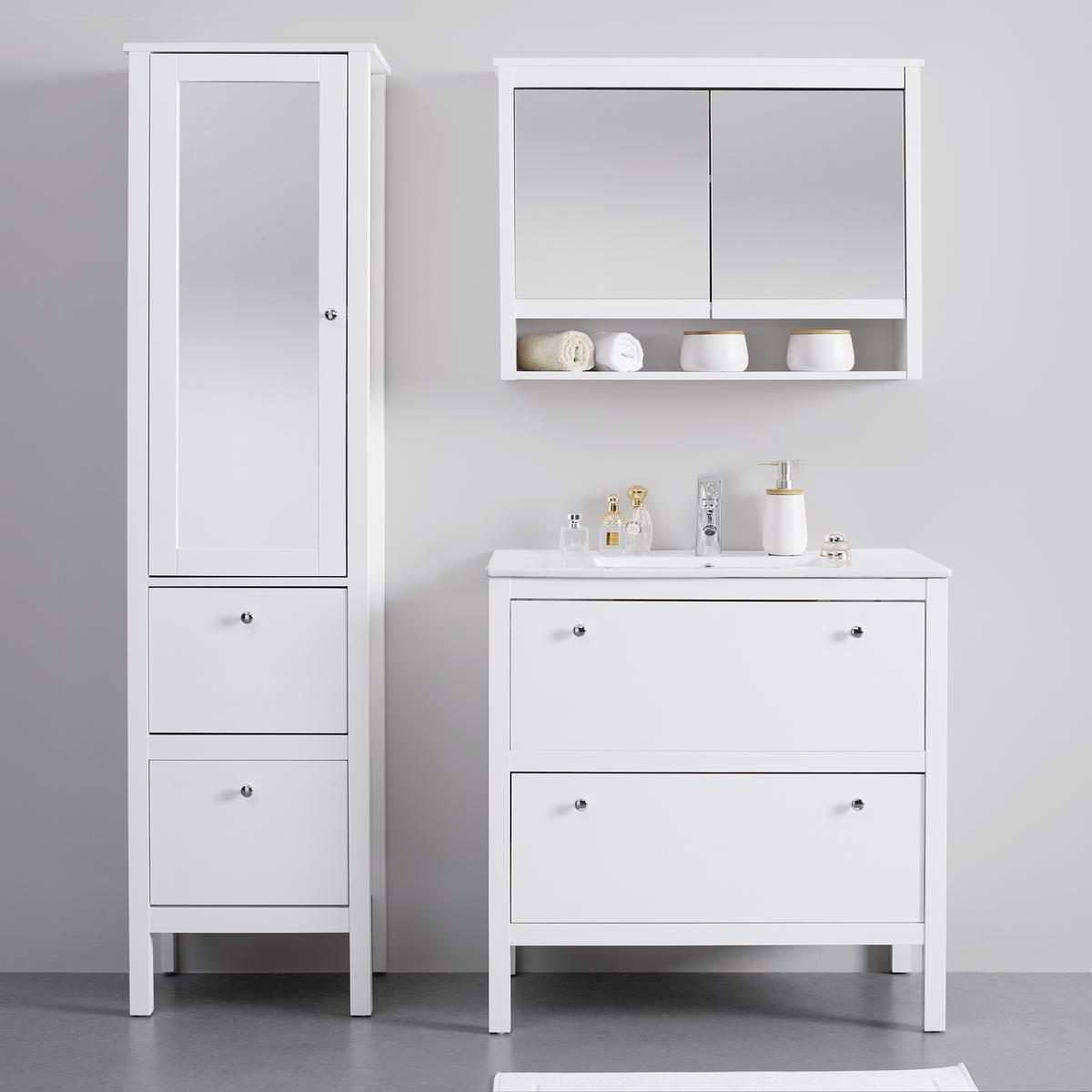 Waschbeckenunterschrank Ginevra Weiß ca. 80x80x46 cm - Silberfarben/Weiß, MODERN, Metall (80/80/46cm) - Bessagi Home