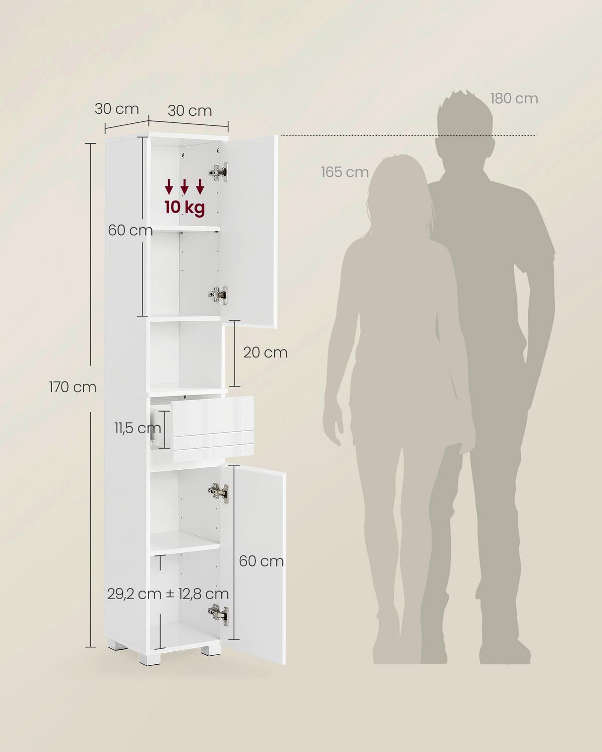 HOCHSCHRANK BBC560P31 - Weiß, Trend, Holzwerkstoff (30/170/30cm) - MID.YOU