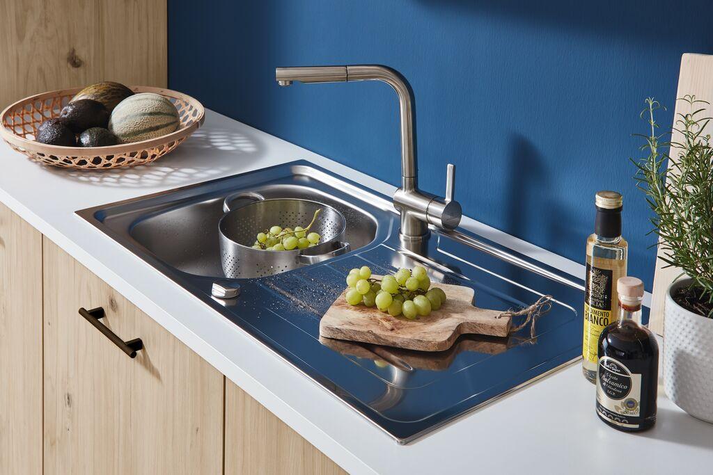 Einbauküche IP 1200 in Weiß/Eichefarben - Eichefarben/Weiß, MODERN, Holzwerkstoff - Impuls