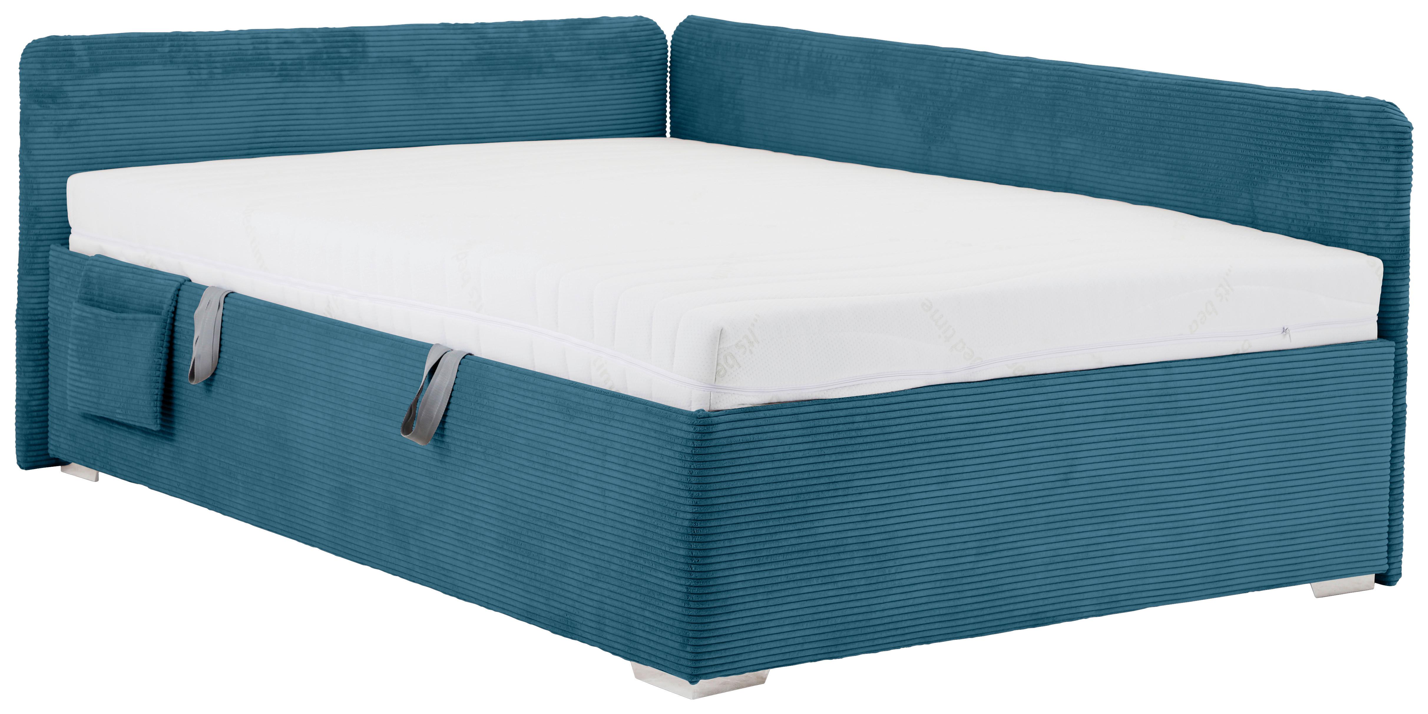 Krevet Remi - prirodne boje/pastelno plava, Konvencionalno, drvo/tekstil (140/200cm) - Based