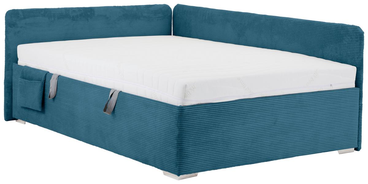 Krevet Remi - prirodne boje/pastelno plava, Konvencionalno, drvo/tekstil (140/200cm) - Based