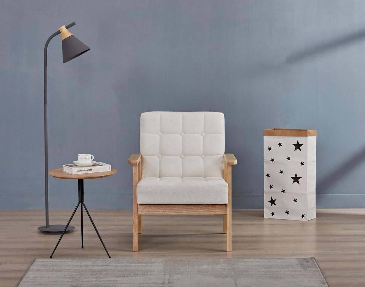 FOTEL NOELLE - kolor naturalny/biały, Trend, tkanina/drewno (64/77,5/67cm) - P & B