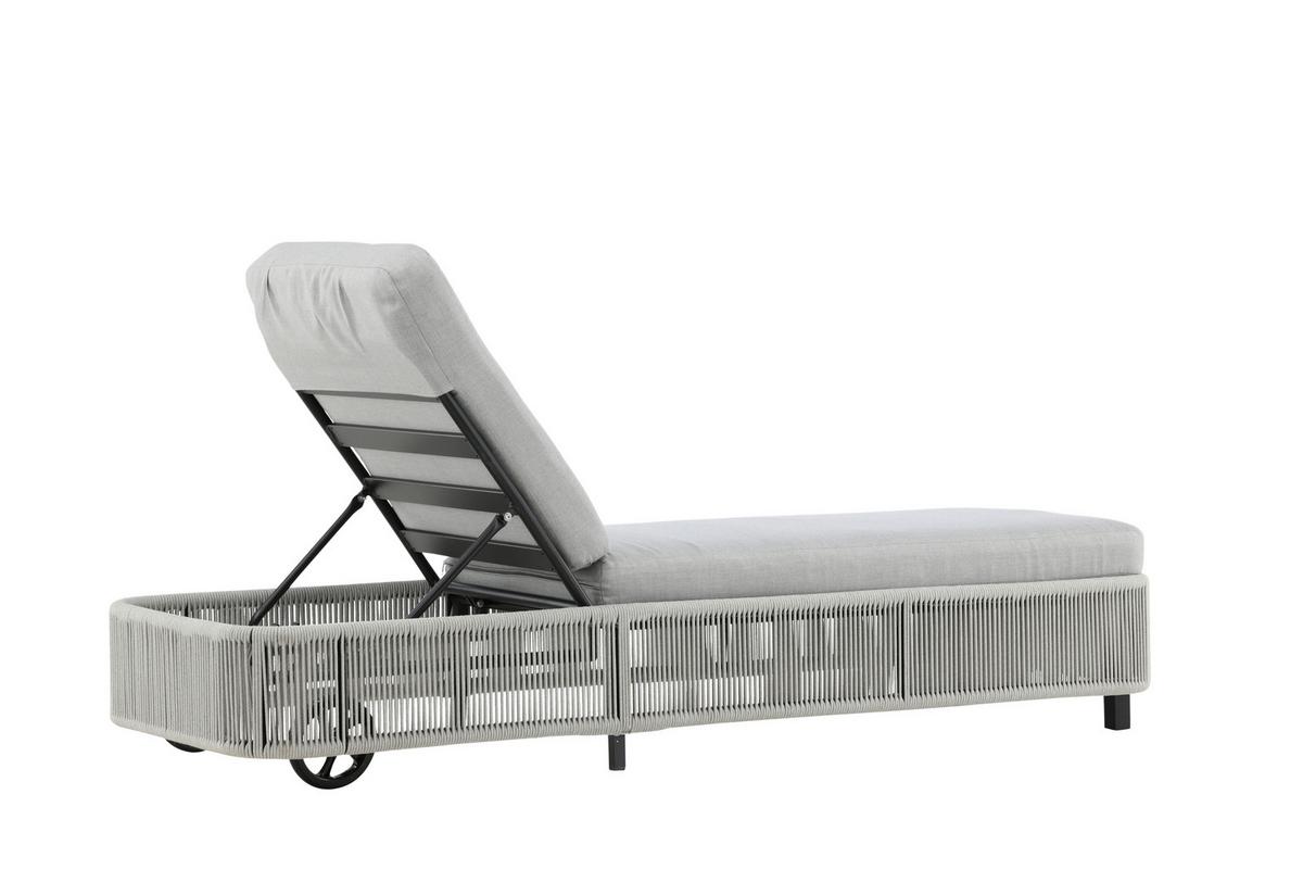 SONNENLIEGE VIRYA - Schwarz/Grau, KONVENTIONELL, Textil/Metall (75/32/205cm) - Gardenson