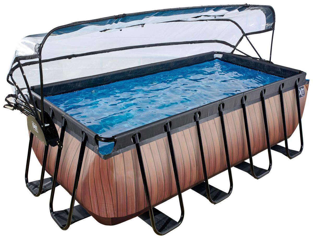 Bazen Exit Wood Pool, Črpalka S Peščenim Filtrom, 400x200cm - rjava, Konvencionalno, kovina (400/200/122cm) - EXIT Toys