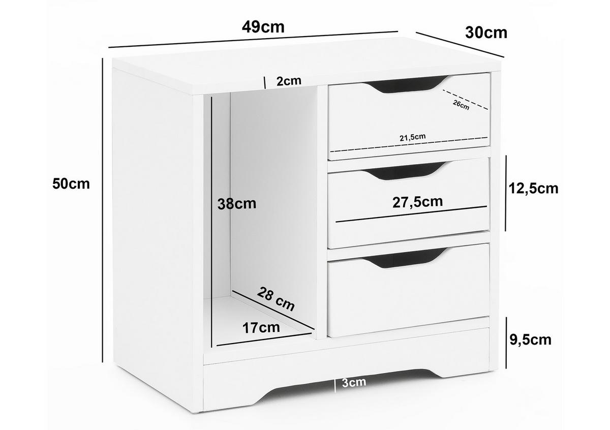 Nočna Omarica Wl5.708, Bela - bela, Moderno, leseni material (49/50/30cm) - MID.YOU