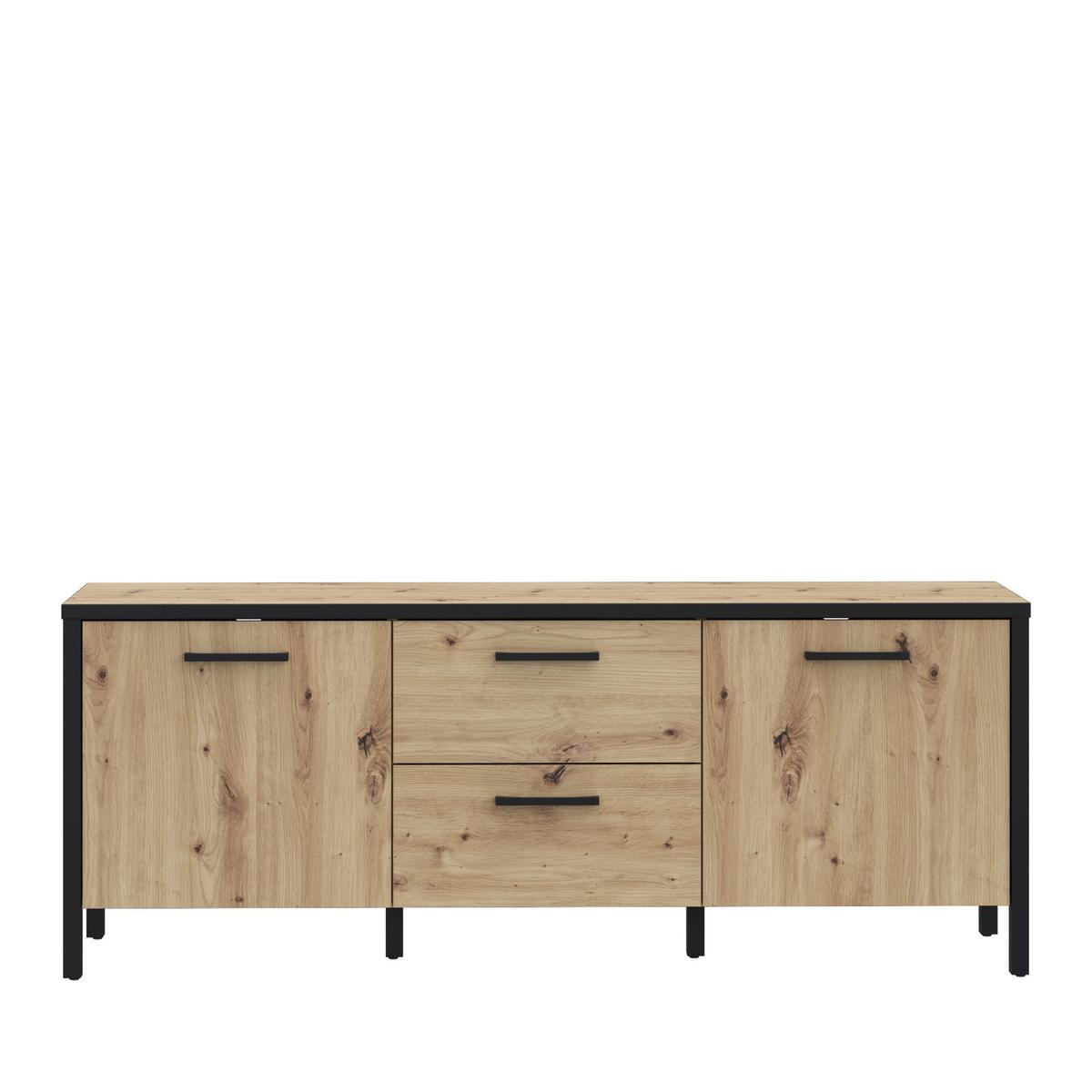 Tv Komoda Kirikus - hrast Artisan/crna, Lifestyle, drvni materijal (139,8/54,3/40,2cm) - Modern Living