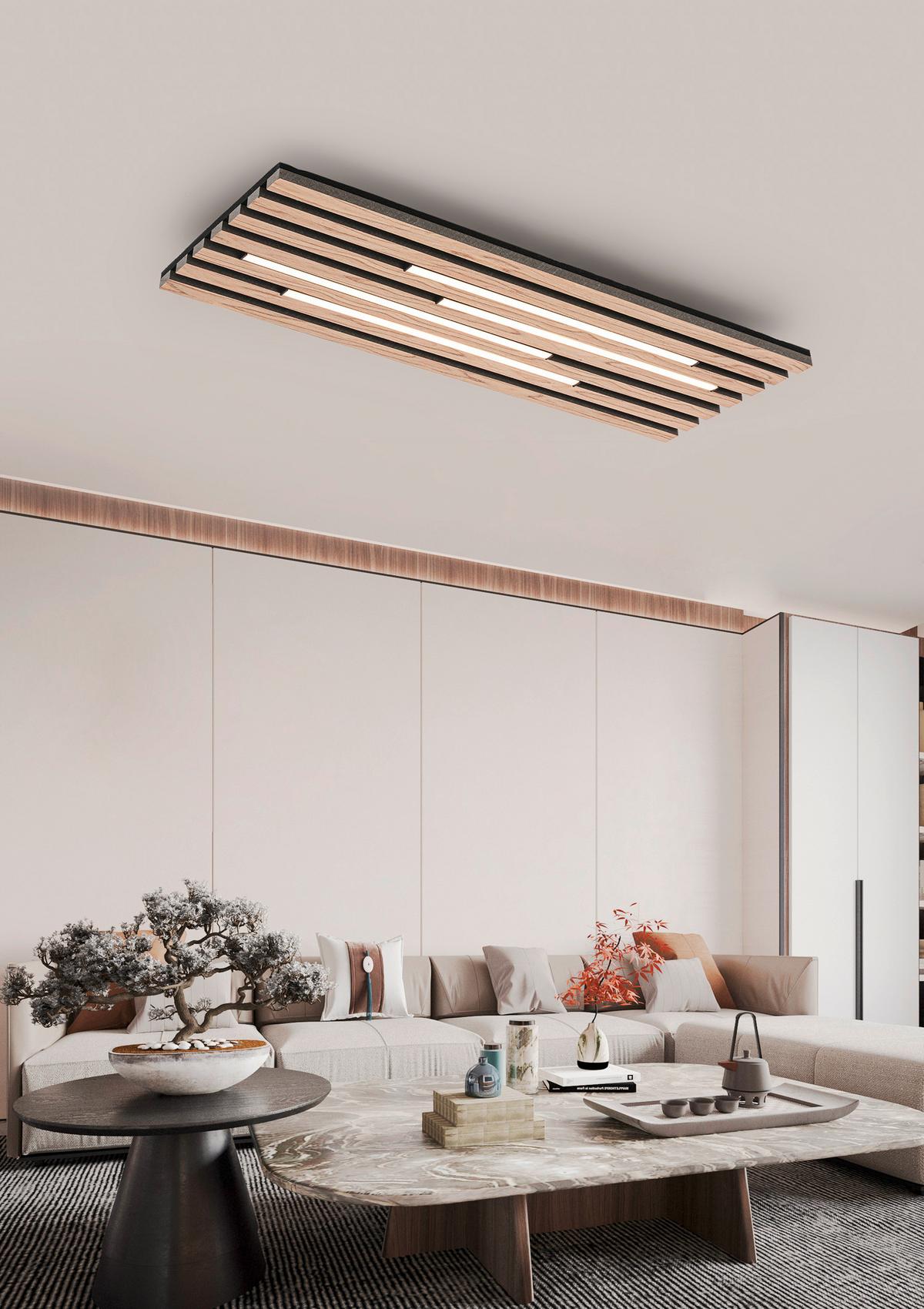 Stropna Led-svetilka Pani - črna/barve hrasta, Moderno, kovina/umetna masa (72/26,5/5,5cm) - Mömax