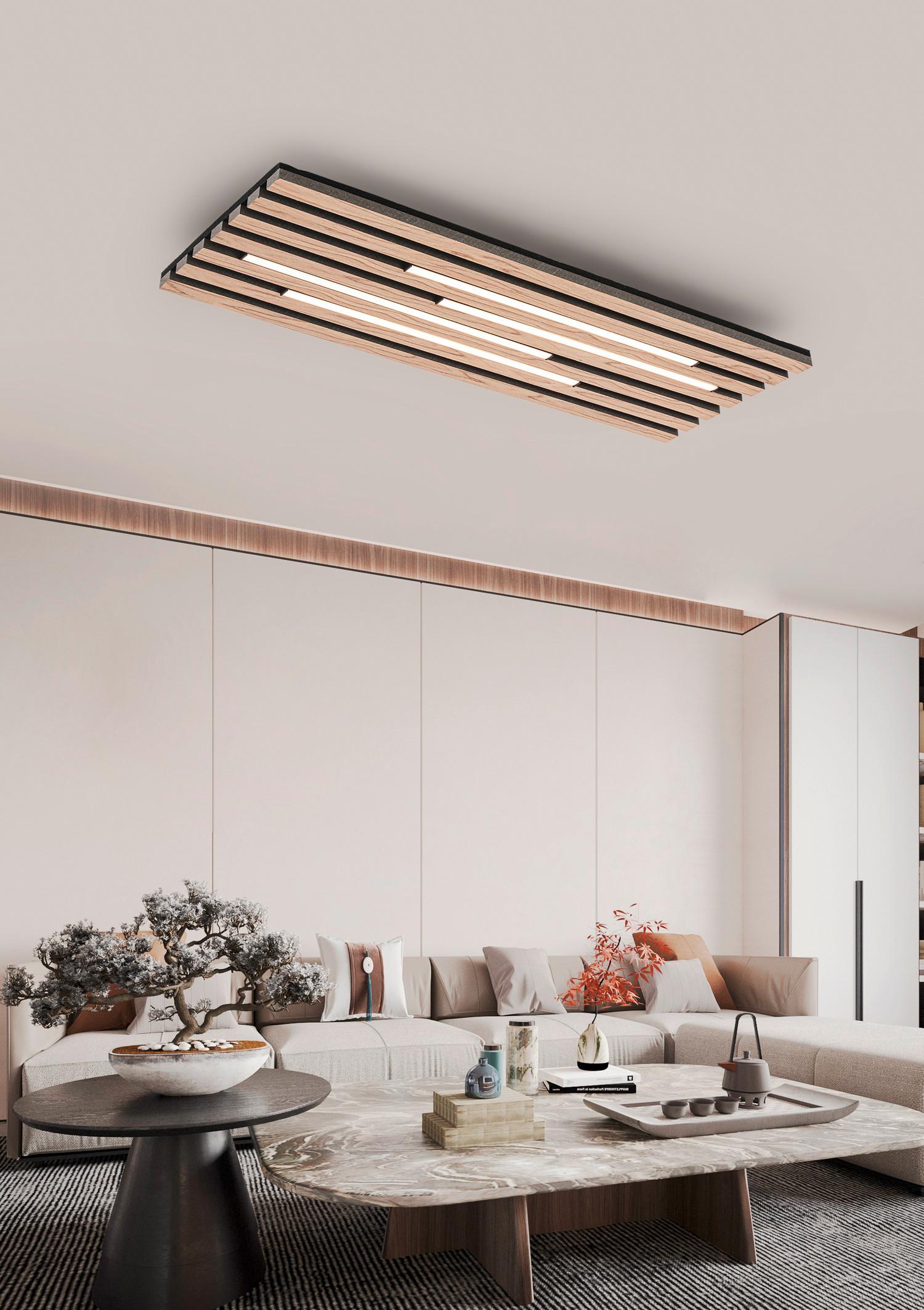 LED-TAKLAMPA PANI - svart/ekfärgad, Modern, metall/trämaterial (72/26,5/5,5cm) - Mömax