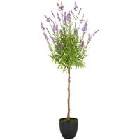 Kunstpflanze Braun/Grün - Lila/Schwarz, Basics, Kunststoff (100cm)