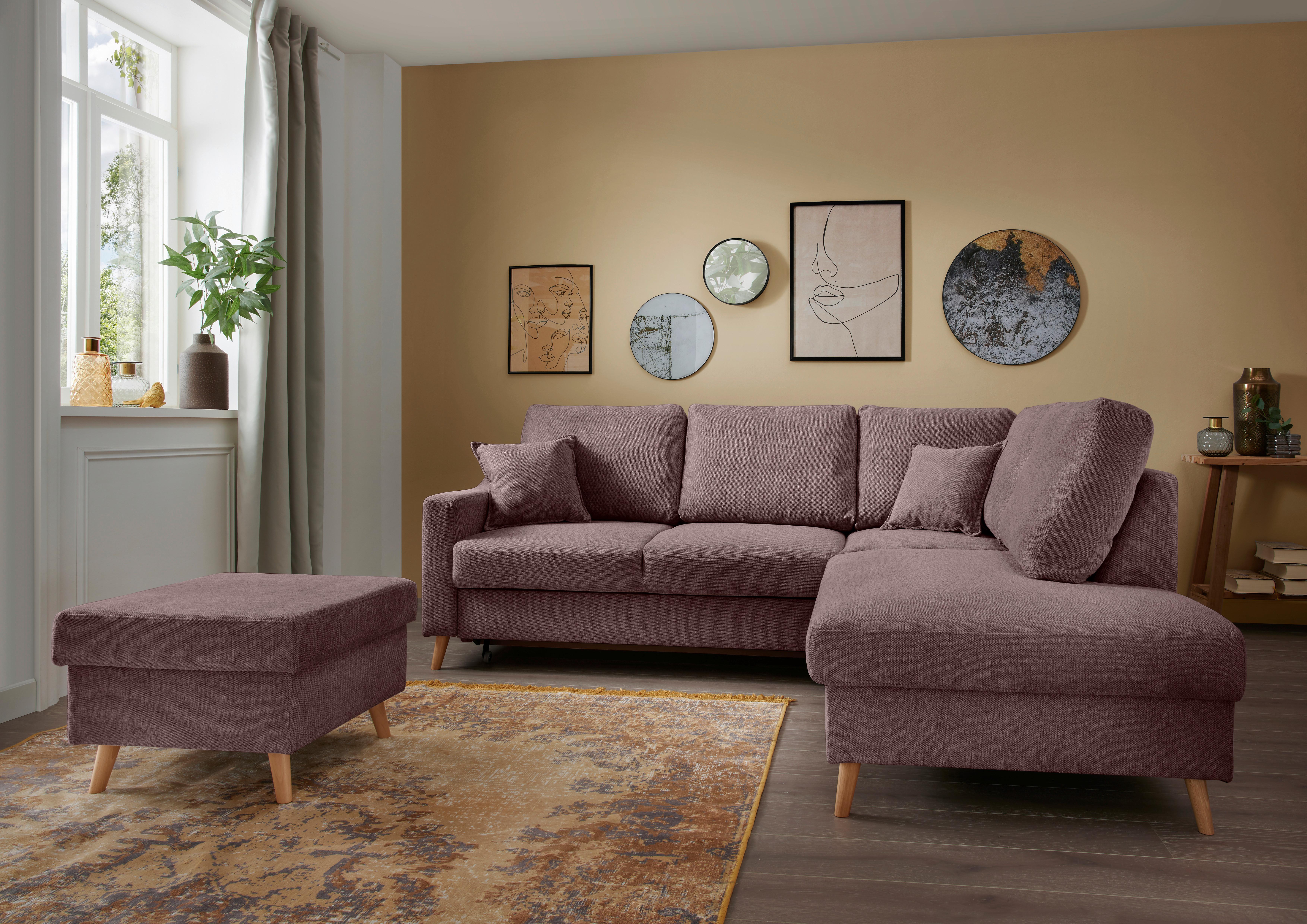 Hocker Valentina Bordeaux Struktur - Bordeaux/Naturfarben, KONVENTIONELL, Holz/Textil (61/43/61cm) - P & B
