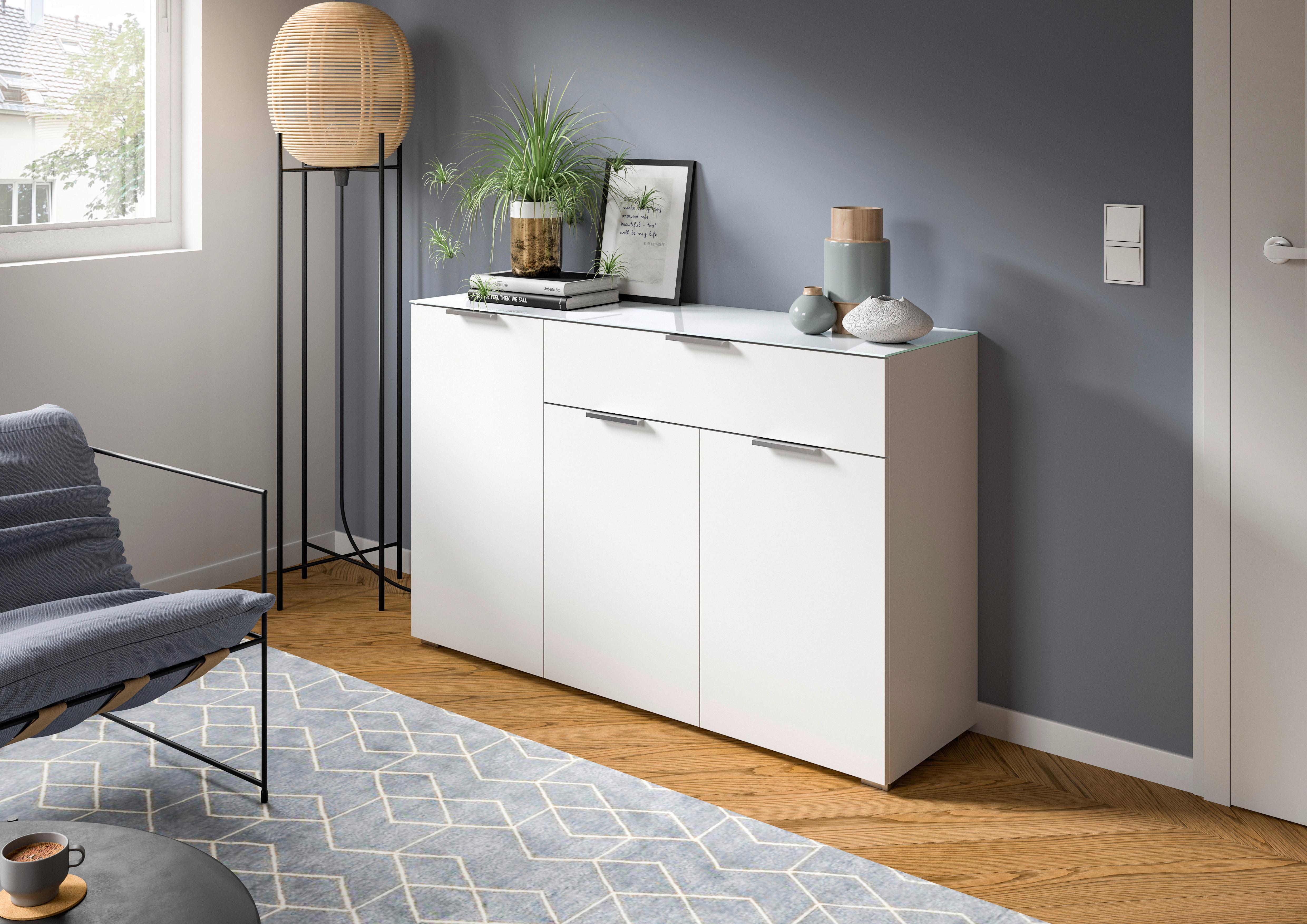 Komoda Ray, Bela - srebrne barve/črna, Design, kovina/umetna masa (135/86/40cm) - Livetastic