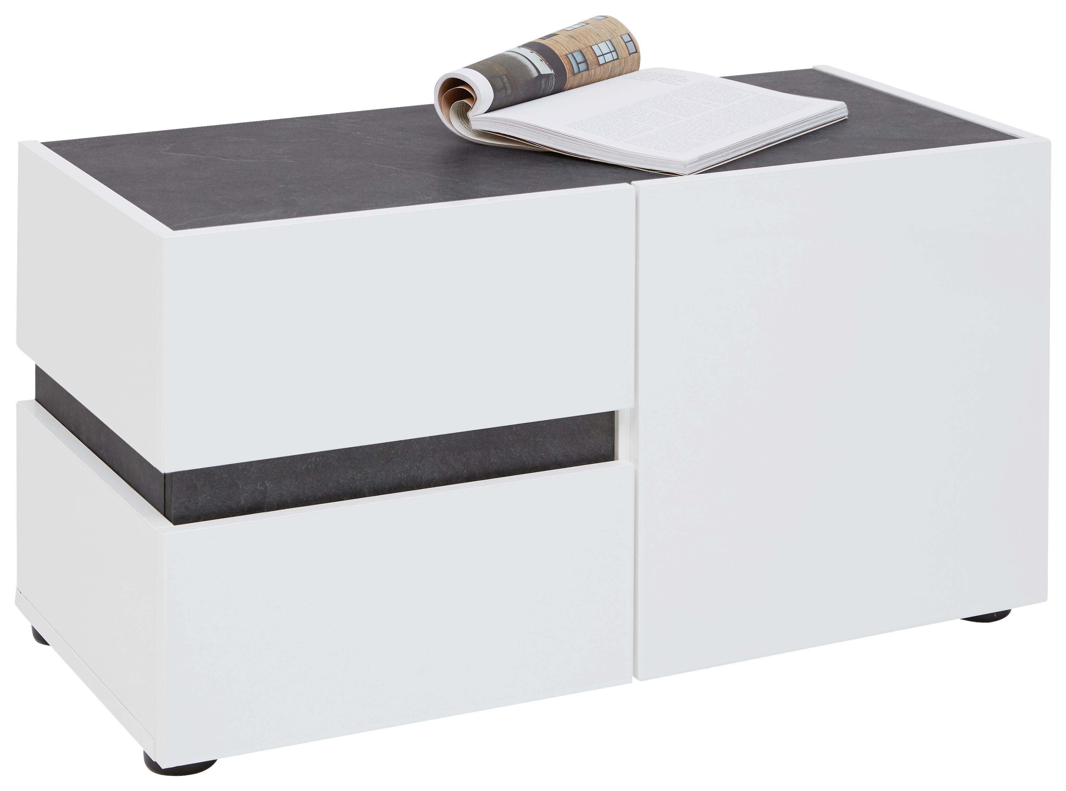 SIEDZISKO DO PRZEDPOKOJU YES - antracytowy/biały, Design, materiał drewnopochodny/tworzywo sztuczne (80/42/38cm) - Voleo