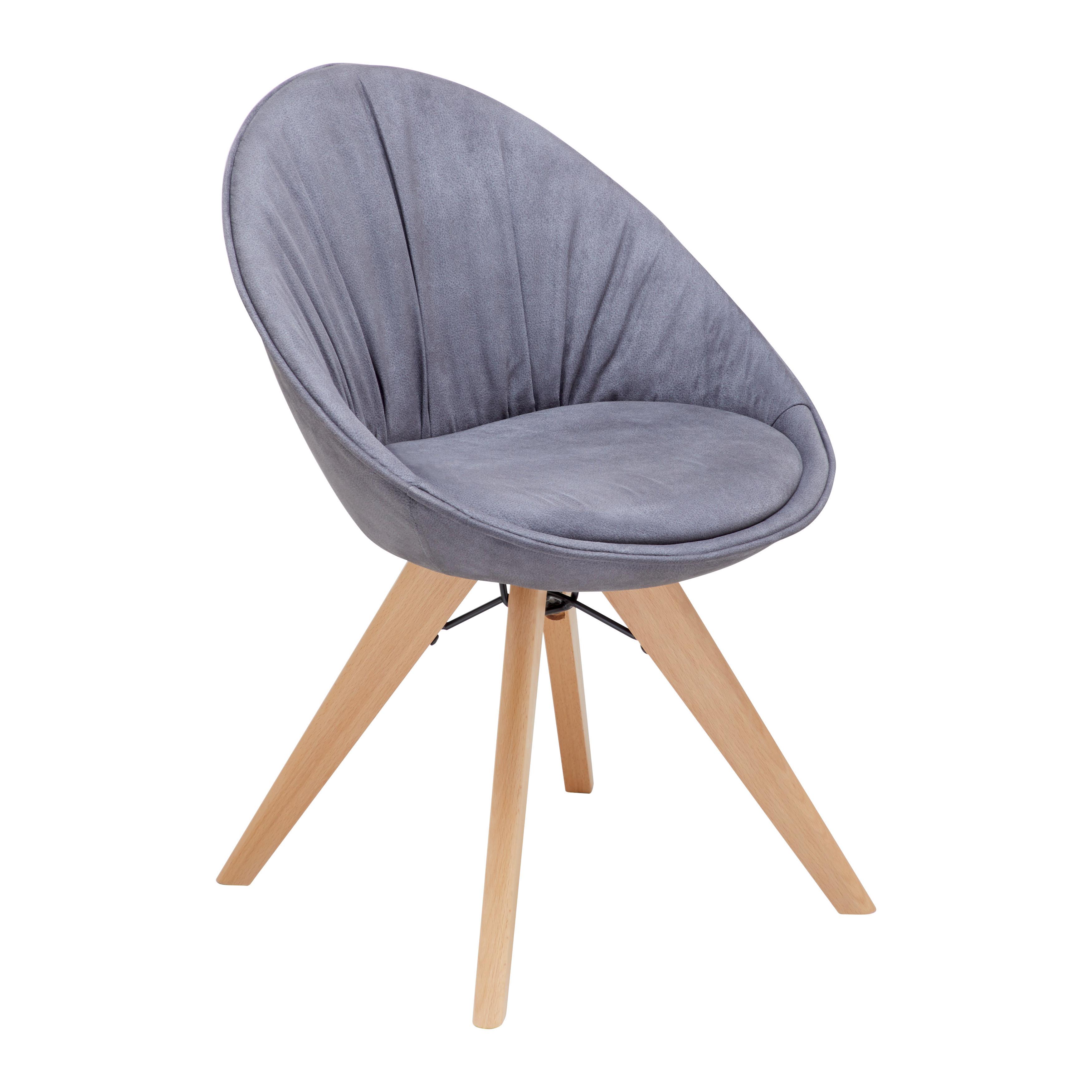 Stuhl Valera Dunkelgrau Mikrofaser Drehbar Gepolstert - Dunkelgrau/Buchefarben, MODERN, Holz/Textil (59/79/58,5cm) - Bessagi Home