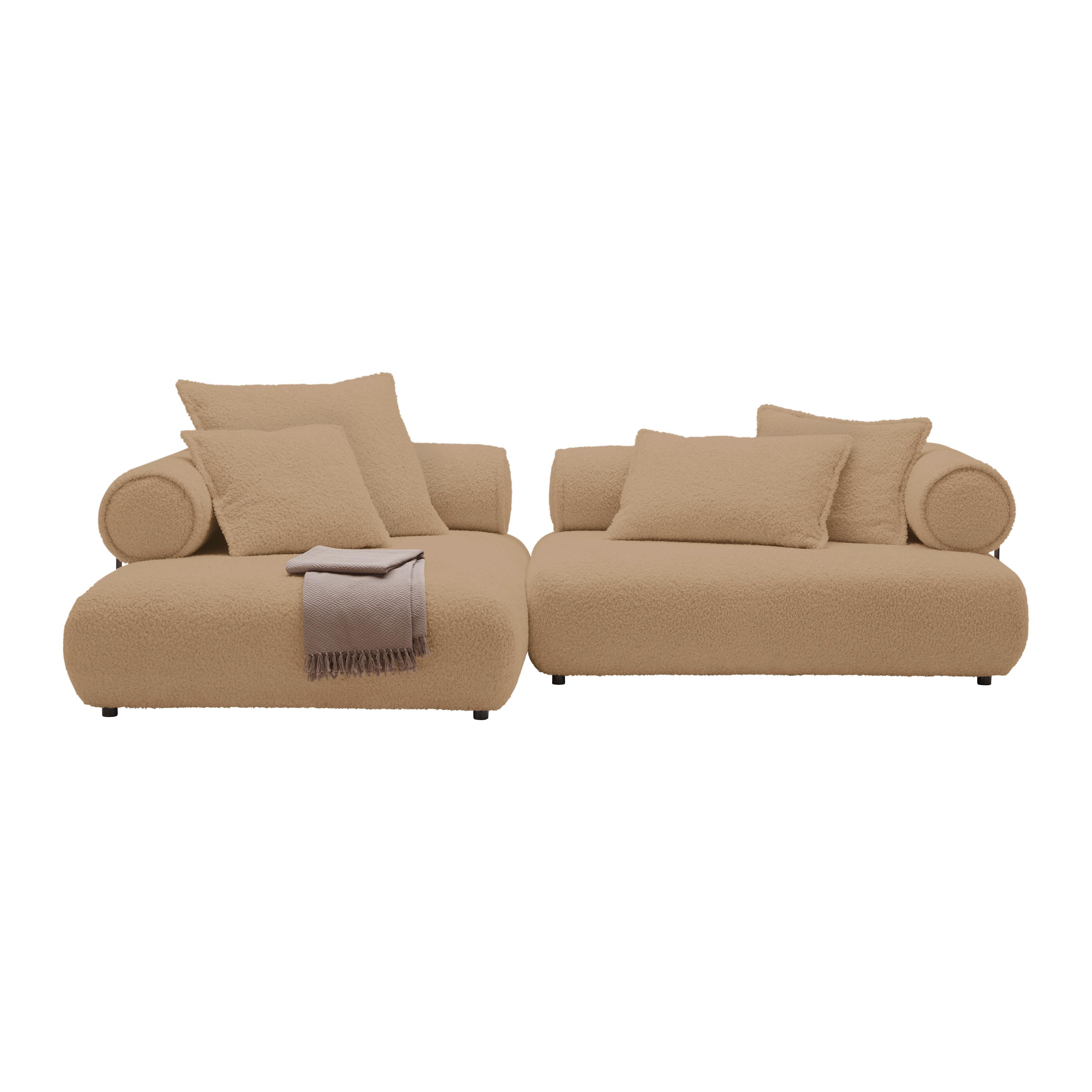 Wohnlandschaft Casimir Beige - Beige/Schwarz, LIFESTYLE, Kunststoff/Textil (180/310cm) - Premium Living