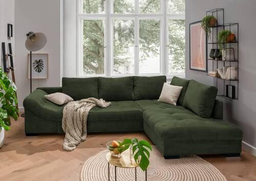 Kutna Garnitura Alvito - tamno zelena/bež, Design, tekstil/drvo (298/202cm) - MID.YOU