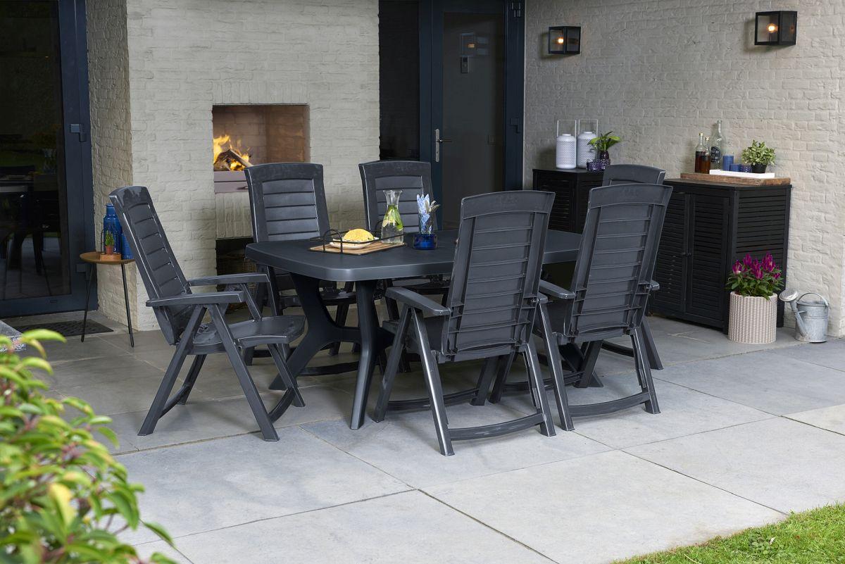 Gartensessel-Set Graphitfarben Kunststoff klappbar - Graphitfarben, KONVENTIONELL, Kunststoff (72/110/61cm) - Ambia Garden
