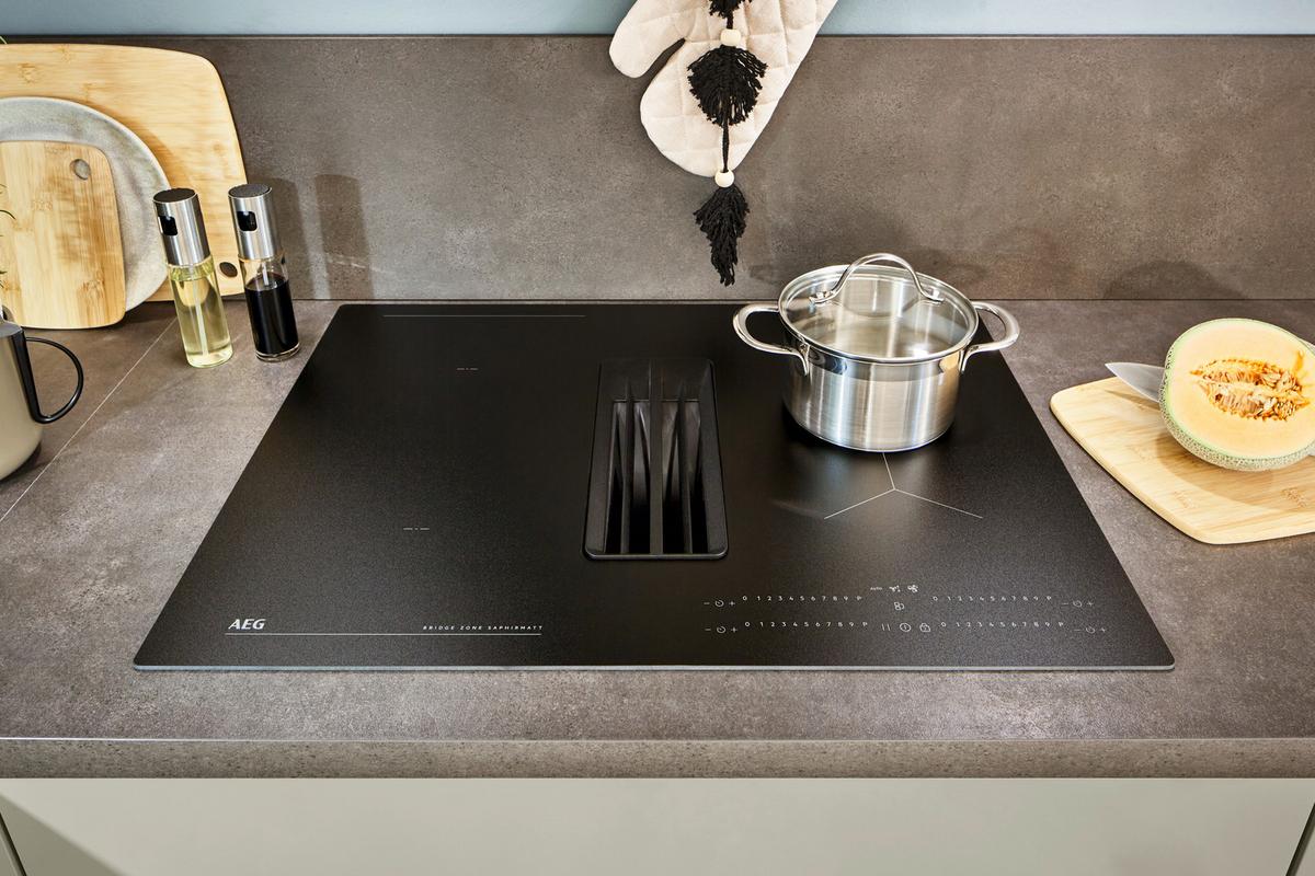 Eckküche IP1200 ohne Geräte, Kieselgrau - Grau, Holzwerkstoff (235/265cm) - Impuls