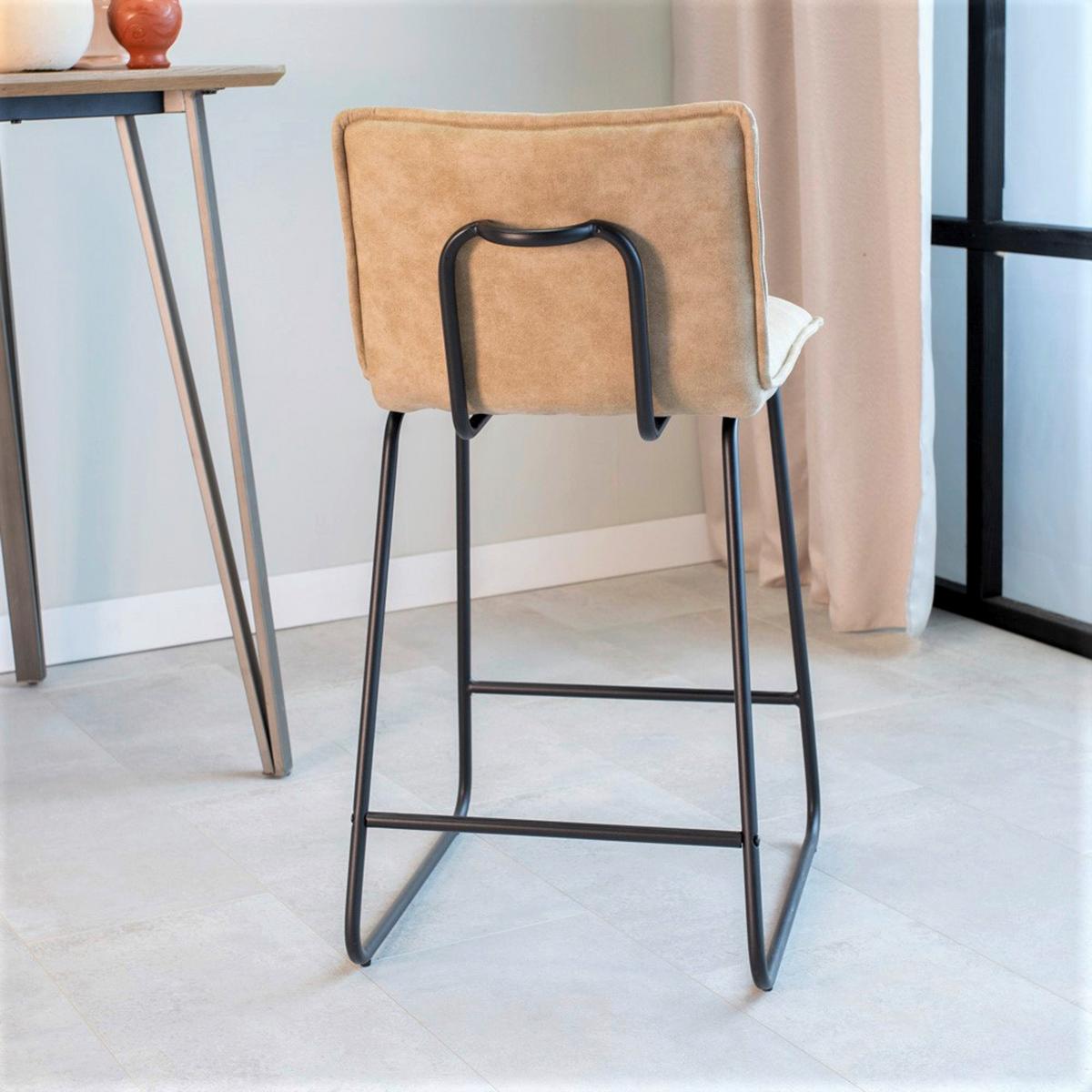 Barhocker-Set Jeremy 2er-Set ca. 44x87 cm Beige - Beige/Schwarz, KONVENTIONELL, Textil/Metall (44/87/50cm) - MID.YOU