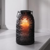 Windlicht Finja Ø/h ca. 14,3/24 cm - Schwarz, MODERN, Glas (14,3/24cm) - Mömax modern living