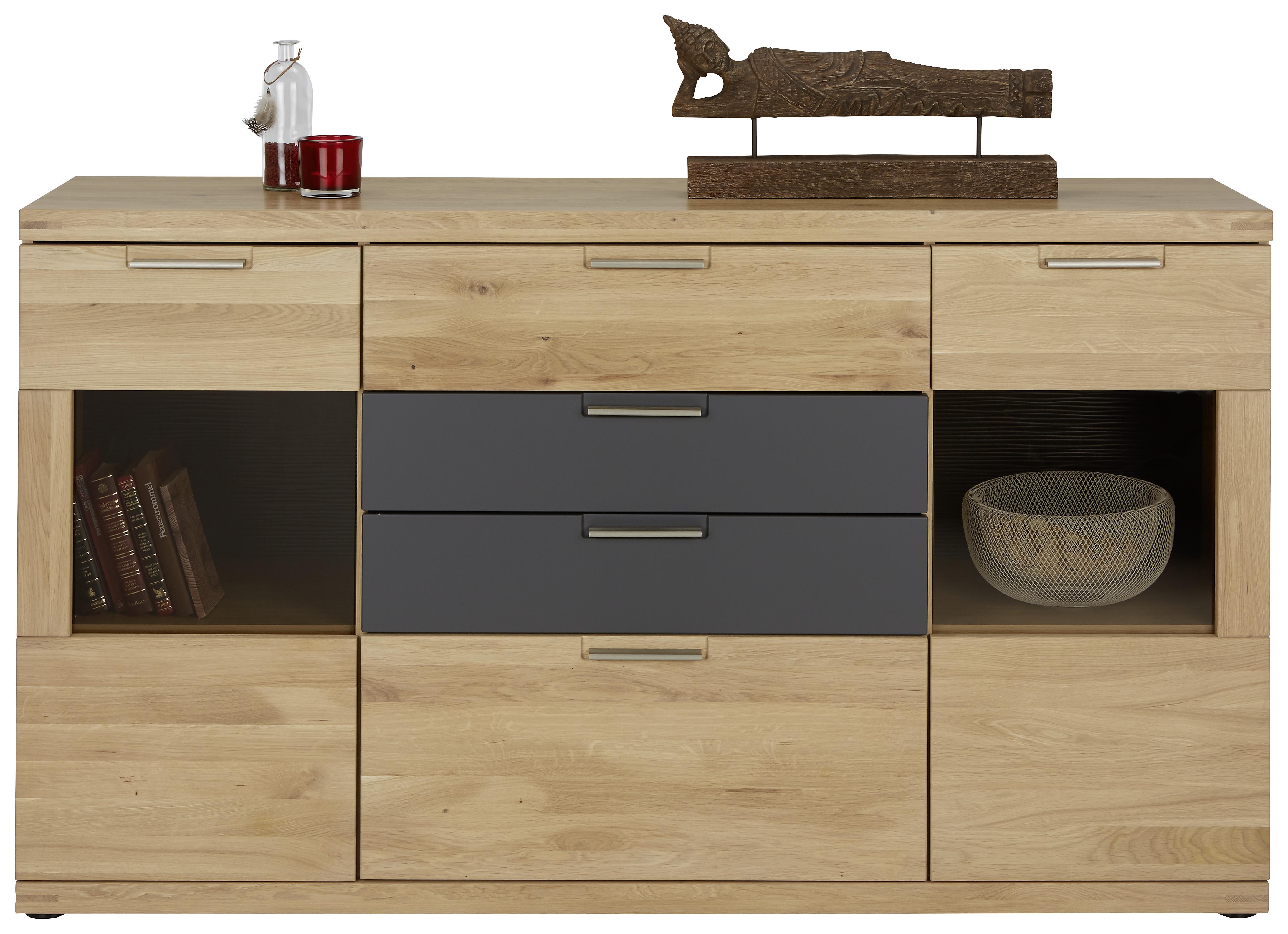 Sideboard in Eichefarben - Eichefarben/Graphitfarben, KONVENTIONELL, Holz/Holzwerkstoff (165/94/42cm) - Zandiara