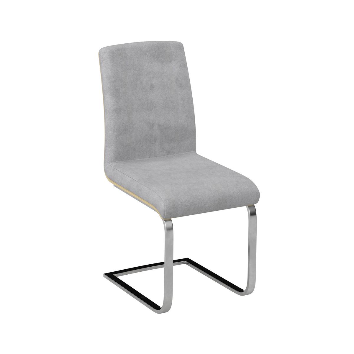 Schwingstuhl Nubia Grau Bouclé Gepolstert - Chromfarben/Eichefarben, MODERN, Holz/Textil (44/90/59cm) - Bessagi Home